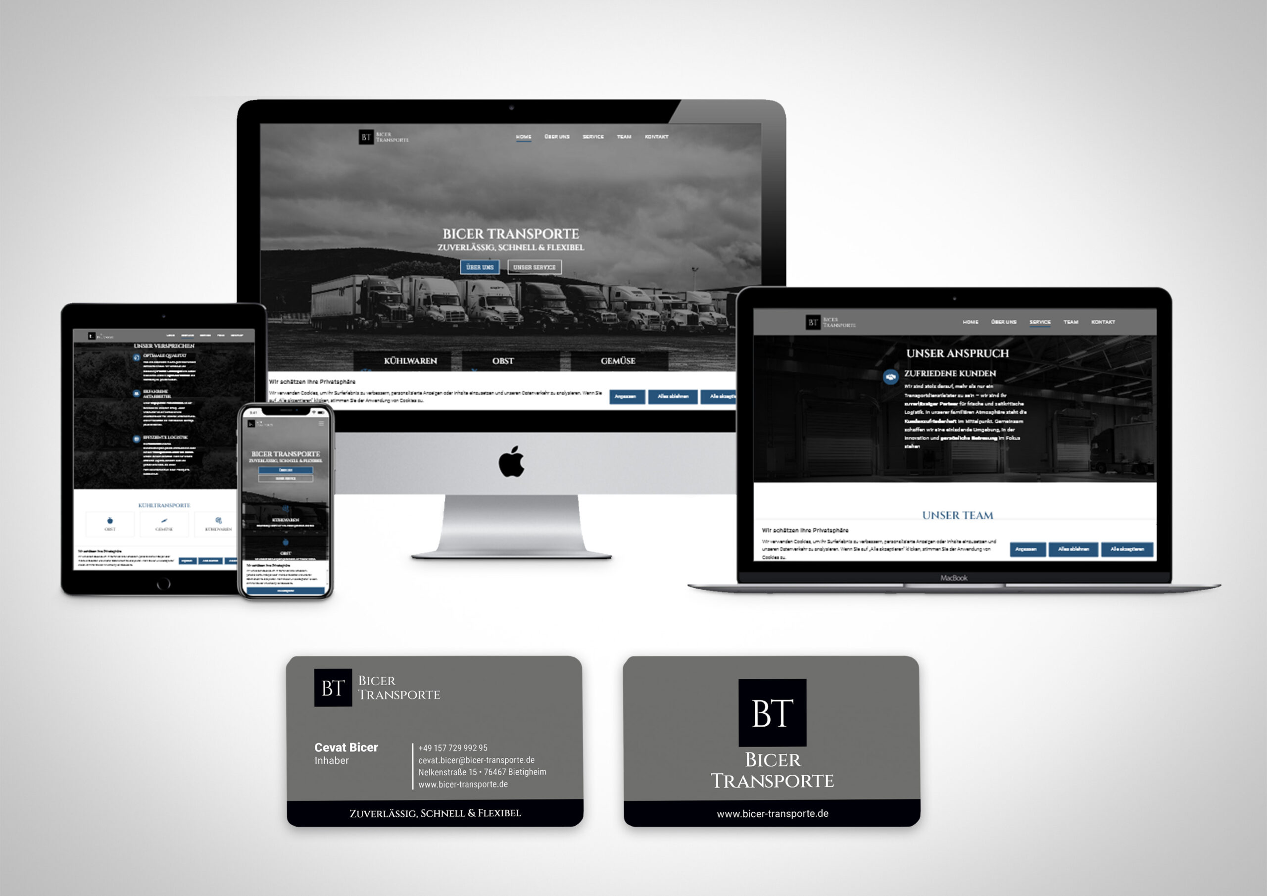 Mockup der Website bicer-transporte.de 2024